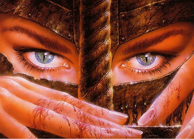 A detail from 'Behind the Sword' by Luis Royo
