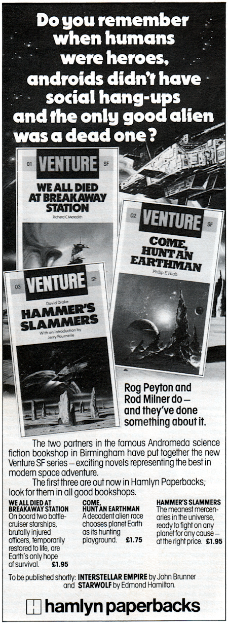 Hamlyn Paperbacks advert for the Venture SF series
